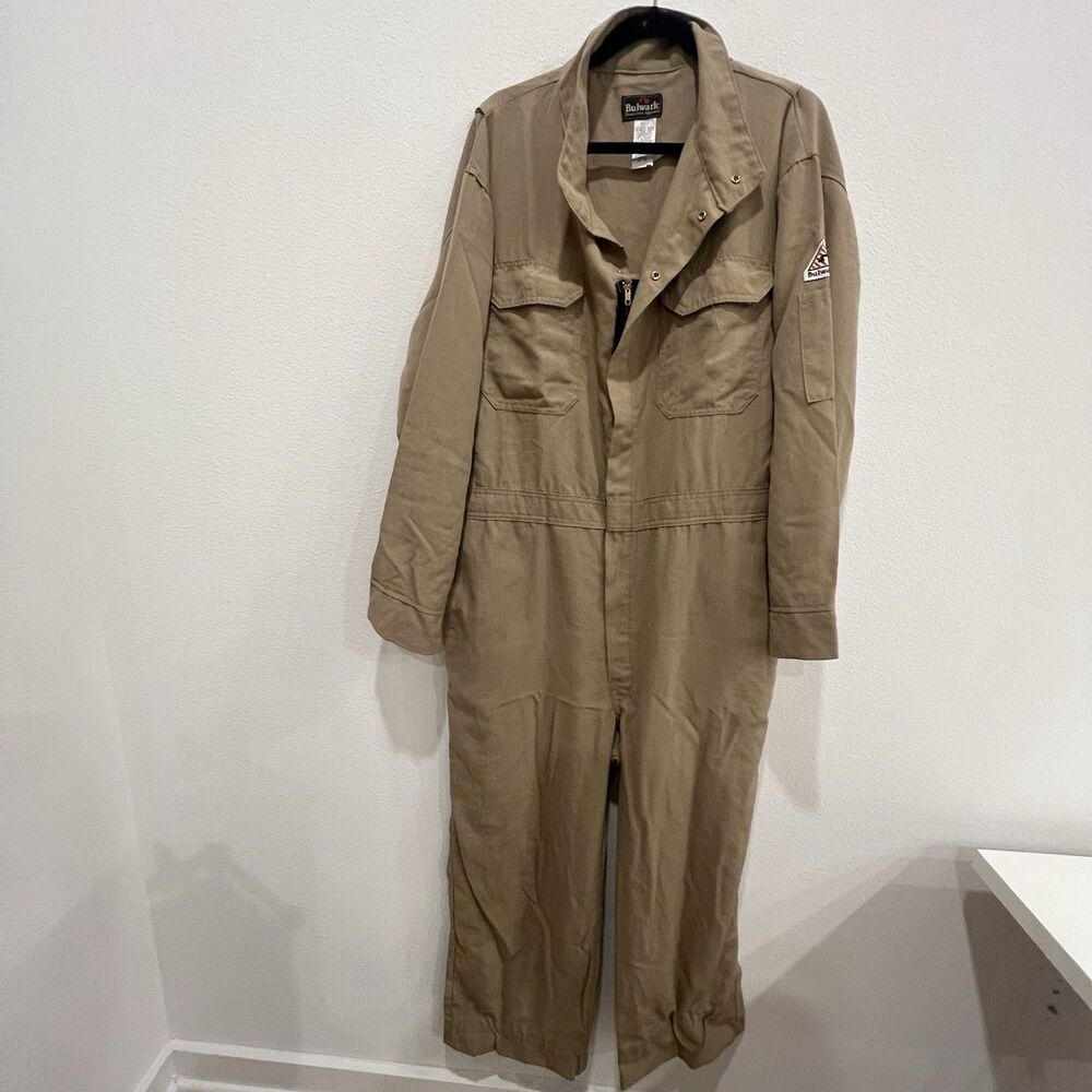 Bulwark FR Coveralls Lightweight 48-RG Arc Rating 8.6 ATPV Beige Tan Flame Res.